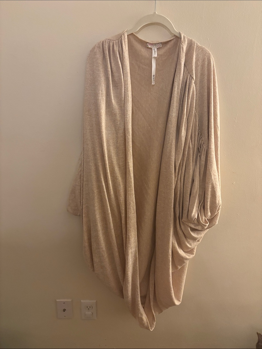 Free People Beige Draped Open Cardigan